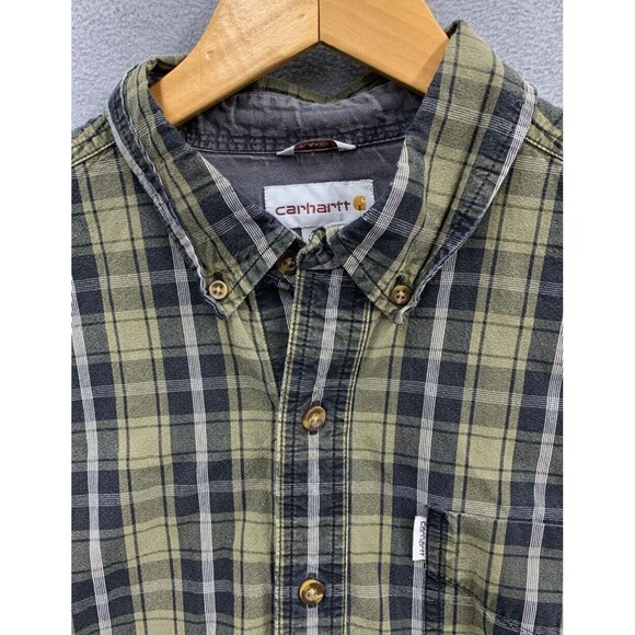 Carhartt  Button Down Shirt Men's Size Large Plaid Green Relaxed Fit Long Sleeve - Picture 8 of 16
